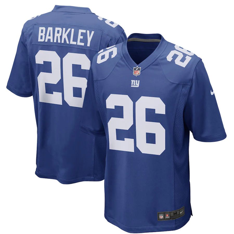 Men New York Giants 26 Saquon Barkley Nike Royal Game Player NFL Jersey